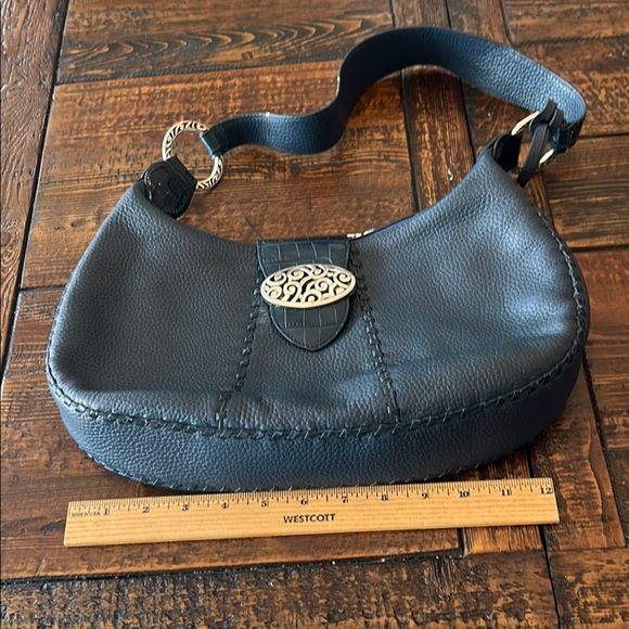 Brighton Blue Hobo Bag with Crescent Shape and Silver Detail - Picture 2 of 15